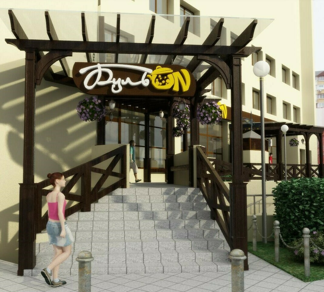 пристройка пергола перед кафе