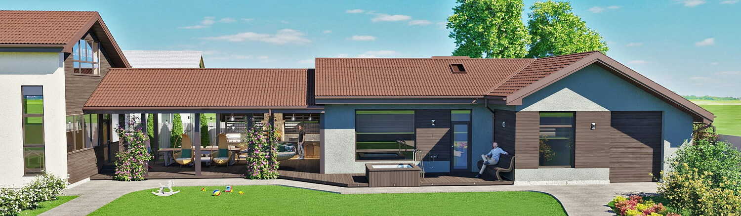 фасад дома с террасой